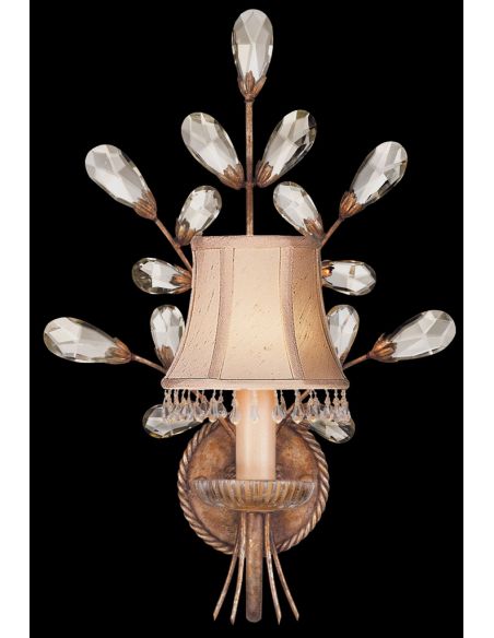 Wall sconce in cool moonlit patina with moon-dusted burst of crystals
