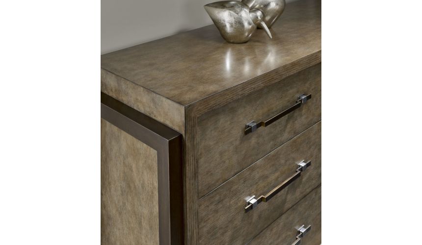 Chest of Drawers Wooden breakfront with contrasting metal work