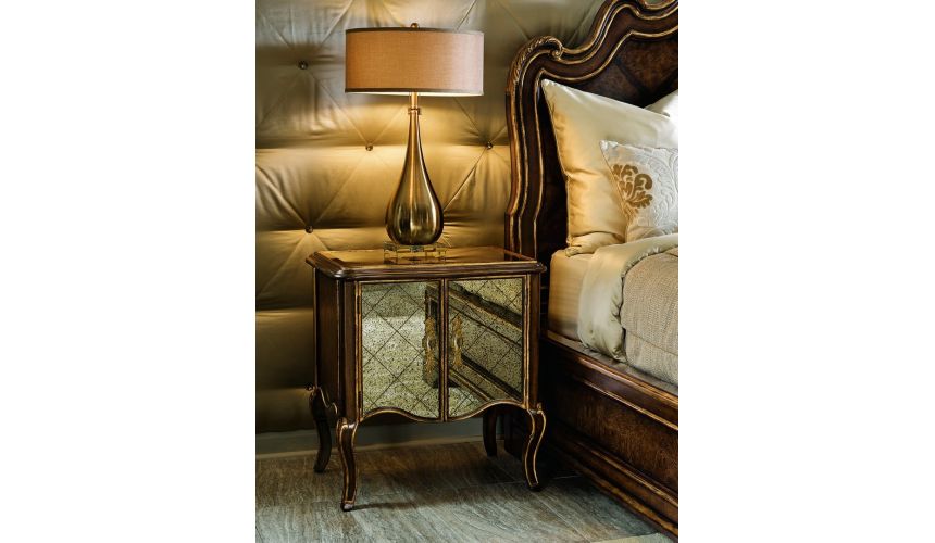 LUXURY BEDROOM FURNITURE Antique mirror high style night stand