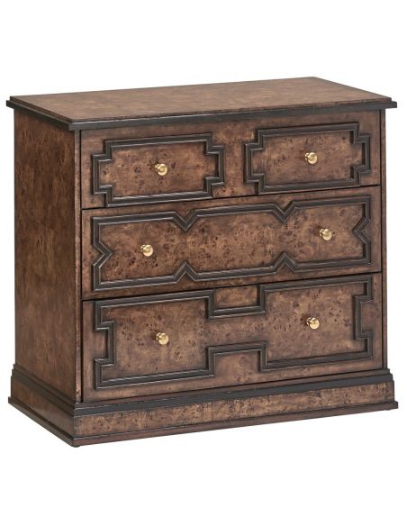 Chest of drawers or night stand of burl veneer