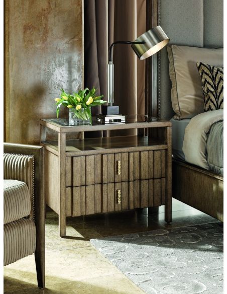 Chest of Drawers Glass top night stand with shelf and drawers