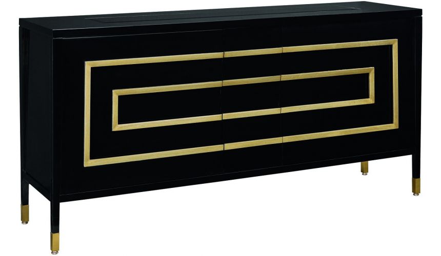 Breakfronts & China Cabinets Art Deco styled dining room breakfront server in ebony and cherry wood