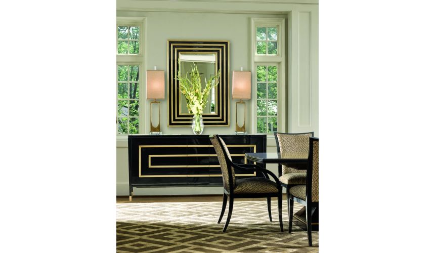 Breakfronts & China Cabinets Art Deco styled dining room breakfront server in ebony and cherry wood
