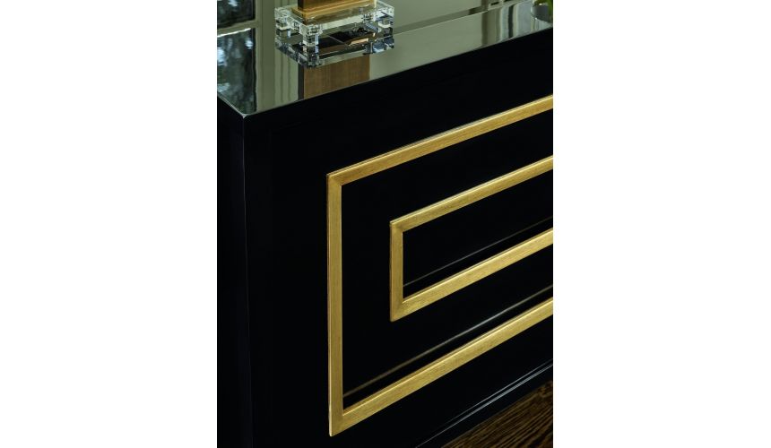 Breakfronts & China Cabinets Art Deco styled dining room breakfront server in ebony and cherry wood