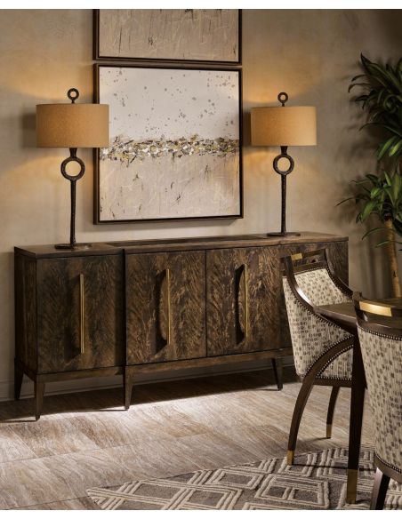 Breakfronts & China Cabinets Amazing wood grain features in this modern credenza