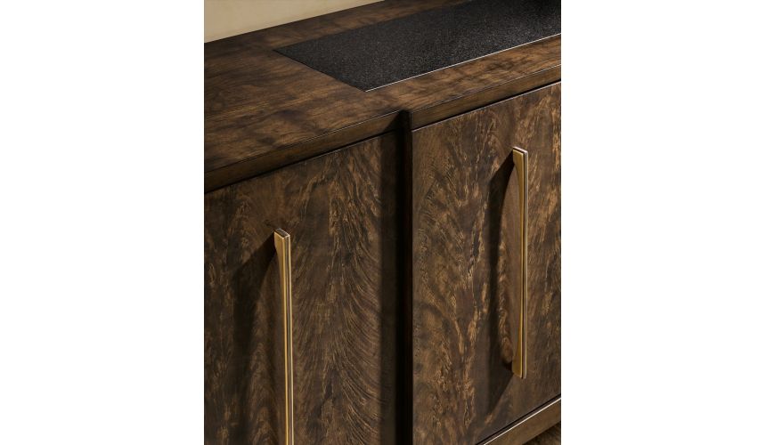 Breakfronts & China Cabinets Amazing wood grain features in this modern credenza