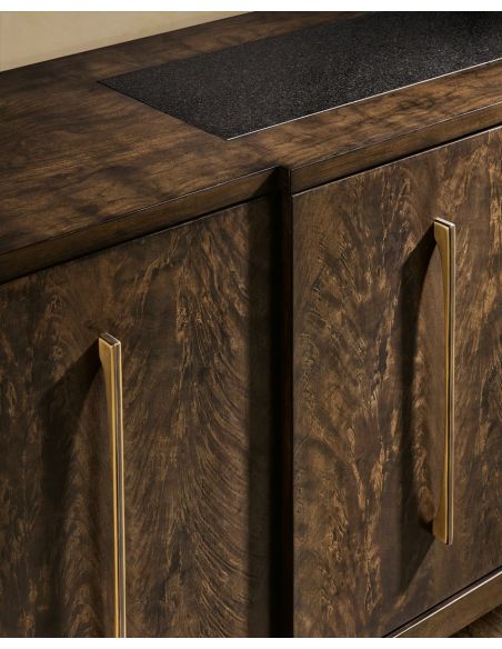 Breakfronts & China Cabinets Amazing wood grain features in this modern credenza