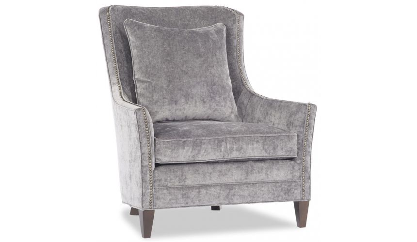 Luxury Leather & Upholstered Furniture Grey Microfiber Chair