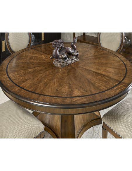 Round to oval dining table with a pleasant understated elegance