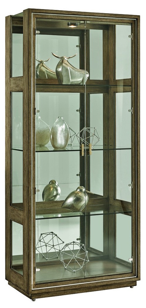 Display Cabinets and Armories Pleasing neutral finish on ash burl display cabinet