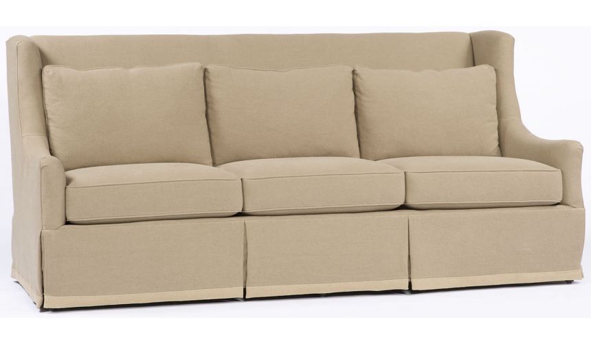Luxury Leather & Upholstered Furniture Beige Straight Back Sofa