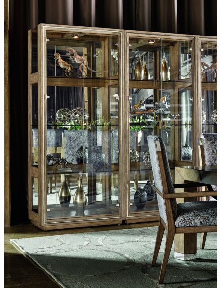 Display Cabinets and Armories Pleasing neutral finish on ash burl display cabinet