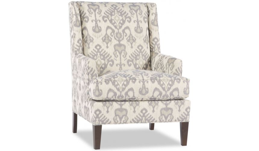 Luxury Leather & Upholstered Furniture White Patterned Accent Chair