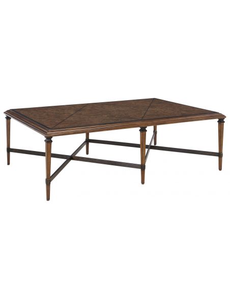 Burl wood veneer contemporary style coffee table