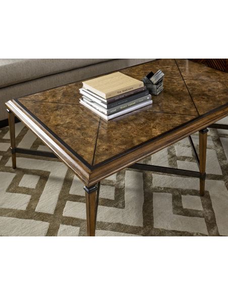 Coffee Tables Burl wood veneer contemporary style coffee table