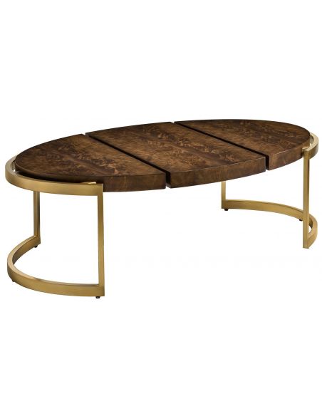 Modern style metal frame oval coffee table