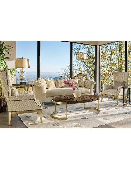 Round and Oval Coffee tables Modern style metal frame oval coffee table