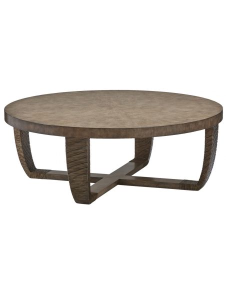 Round wooden coffee table from our modern Dakota collection