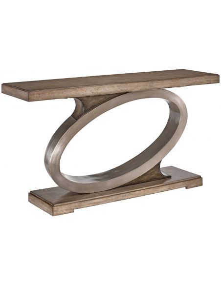 Console table on ash burl in sleek contemporary styling