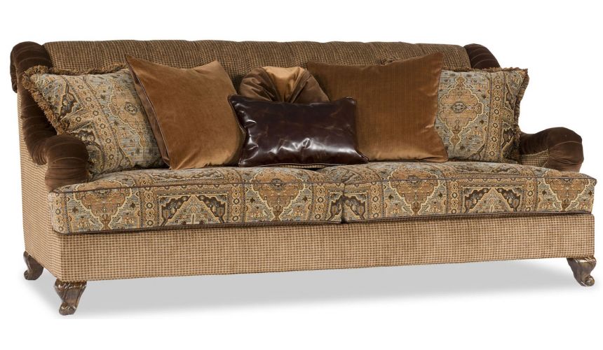 Luxury Leather & Upholstered Furniture Shades of orange pillowed sofa