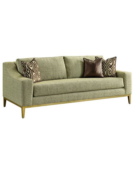 Metallic finishing on this sleek luxury sofa and living room set
