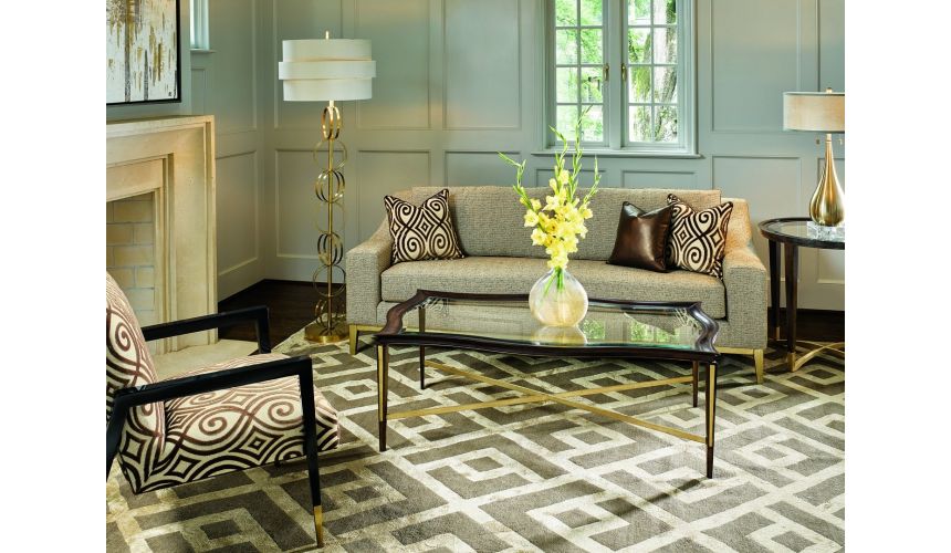 SOFA, COUCH & LOVESEAT Metallic finishing on this sleek luxury sofa and living room set