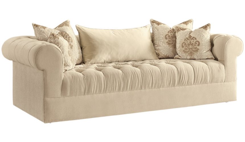 SOFA, COUCH & LOVESEAT Round and simple shapes make this a comfortable luxury sofa.