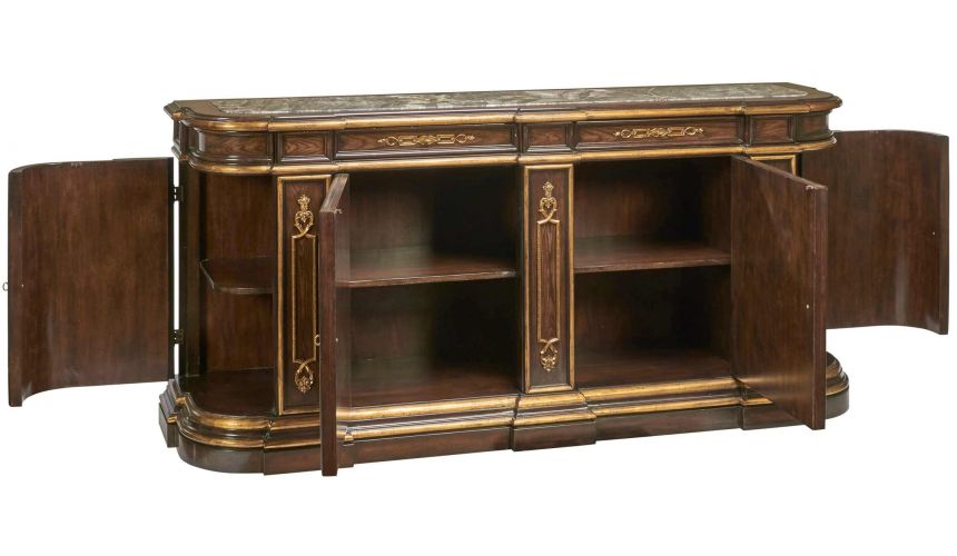 Breakfronts & China Cabinets High End Wooden Cabinet with Stone Top