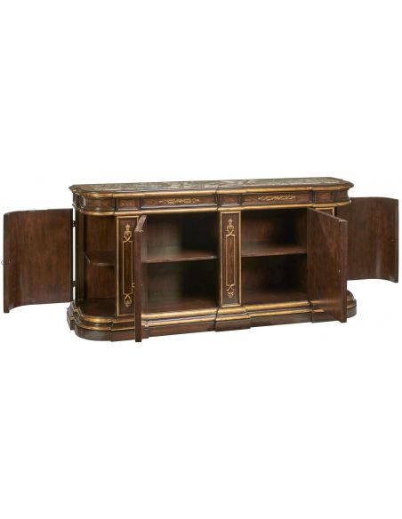 Breakfronts & China Cabinets High End Wooden Cabinet with Stone Top