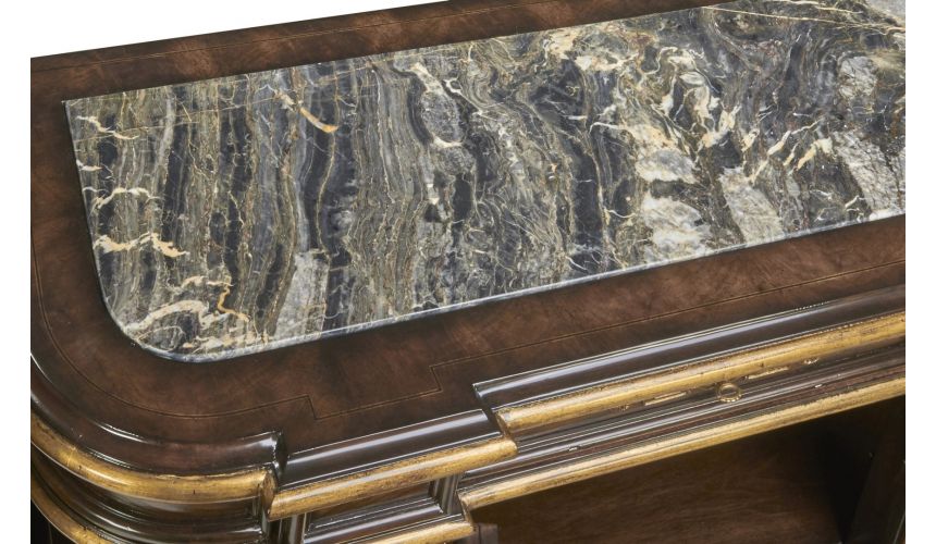 Breakfronts & China Cabinets High End Wooden Cabinet with Stone Top