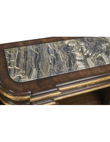 Breakfronts & China Cabinets High End Wooden Cabinet with Stone Top