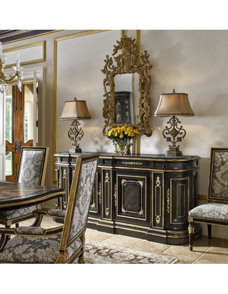 Breakfronts & China Cabinets High End Wooden Cabinet with Stone Top