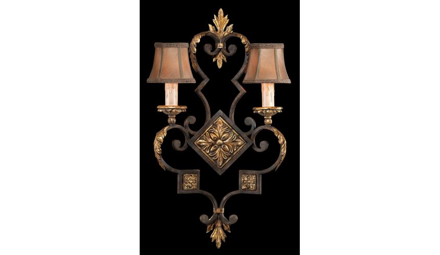 Lighting Wall sconce in antiqued finish with gold leaf accents
