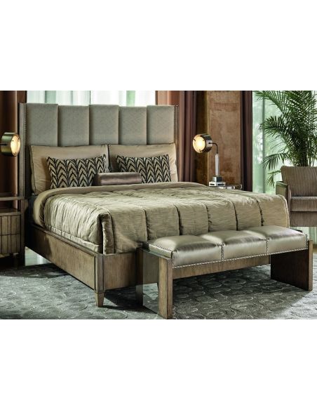 Master bed on ash burl in sleek contemporary styling