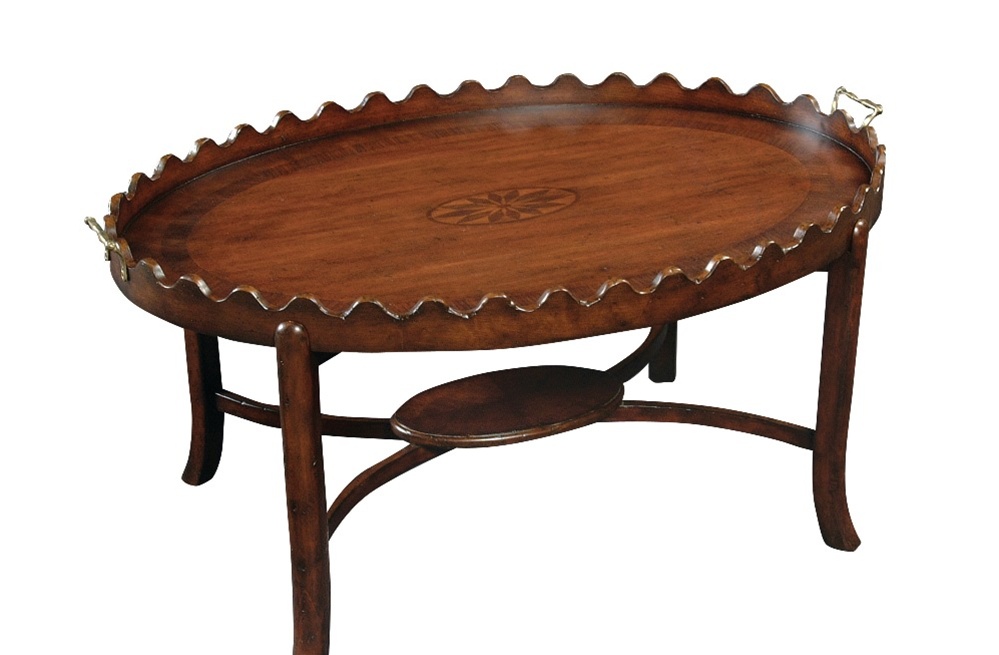Coffee Tables High End Furniture Cocktail Table, Scalloped Tray