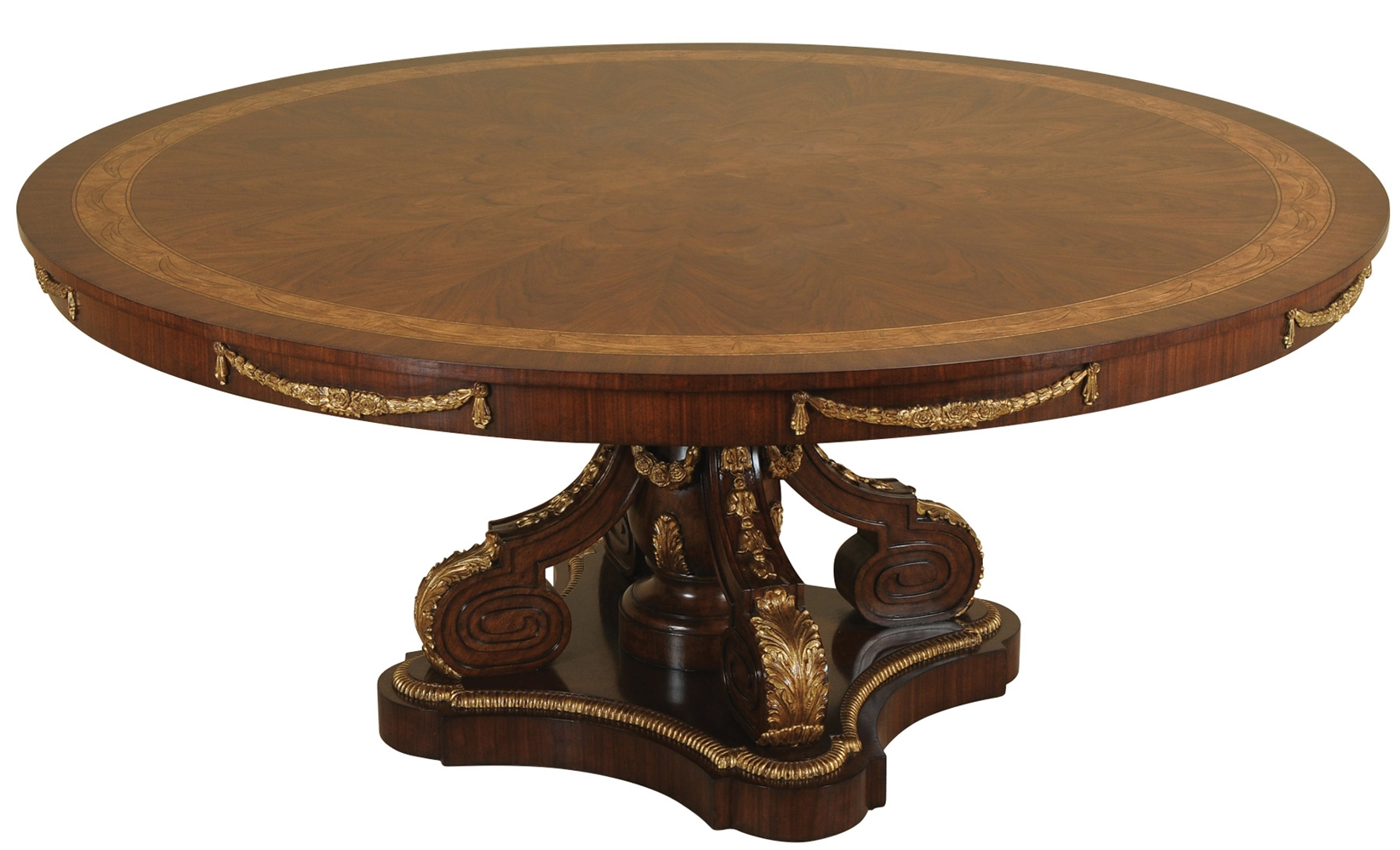 Dining Tables Fontainebleau Finished Dining Table with Gold Gilded Hand Carved Base