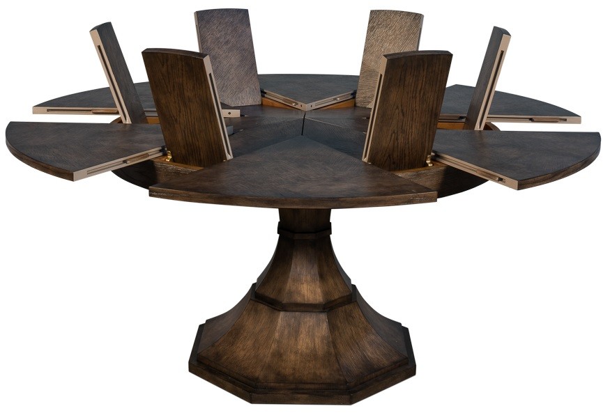 Expandable Round Dining Table With Self, Round Table Extension Leaf