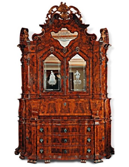 Large secretary desk with cabinet. King Louis Collection