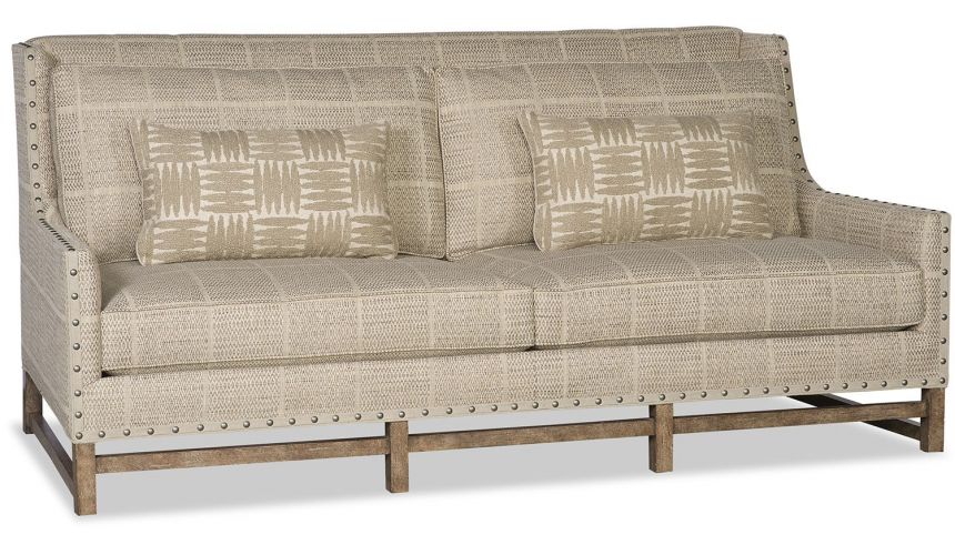 SOFA, COUCH & LOVESEAT Tan Sofa with Boxed Diamond Patterns