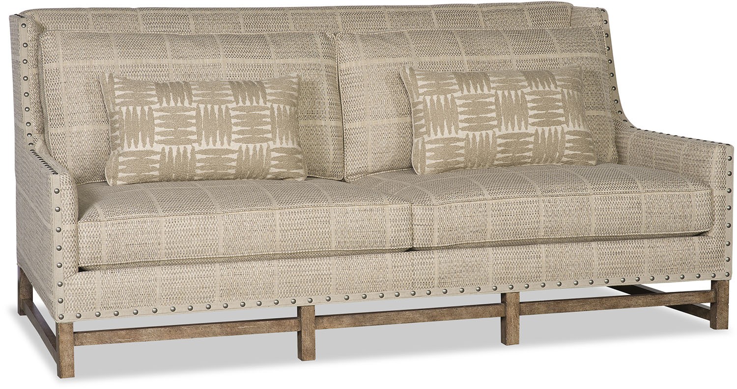 SOFA, COUCH & LOVESEAT Tan Sofa with Boxed Diamond Patterns