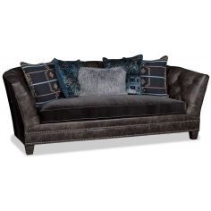 SOFA, COUCH & LOVESEAT Quality Earth Brown Sofa with Midnight Blue Accent Pillows