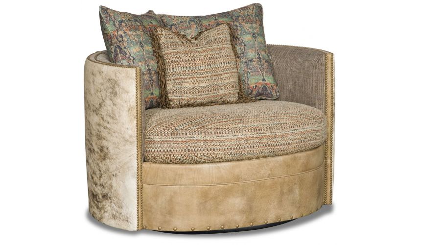 Cushioned Neutral Threaded Swivel Chair