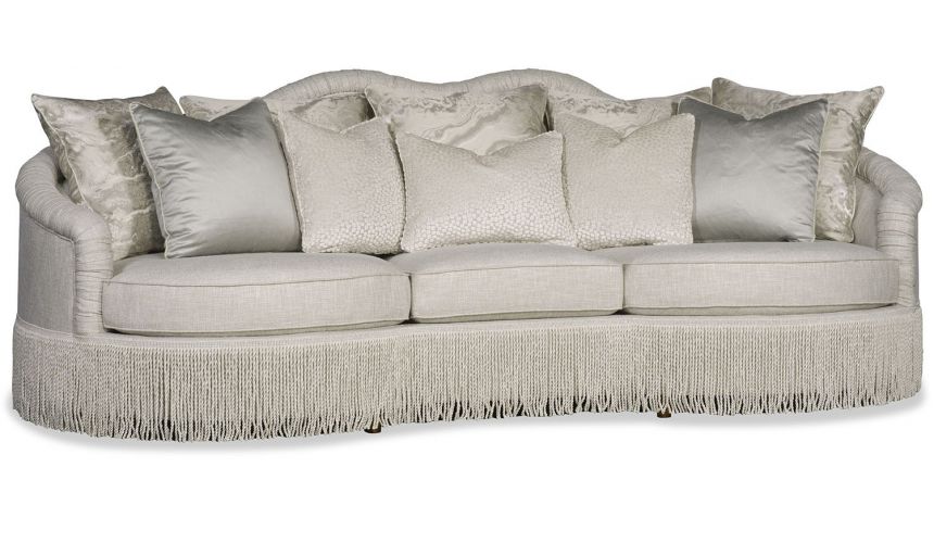 SOFA, COUCH & LOVESEAT Chic Silver Sofa with Fringe