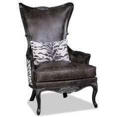 CHAIRS, Leather, Upholstered, Accent Elegant Charcoal Arm Chair