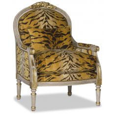 CHAIRS, Leather, Upholstered, Accent Luxurious Gold Tiger Print Arm Chair
