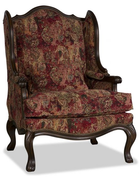 Fancy Crimson Red Patterned Arm Chair