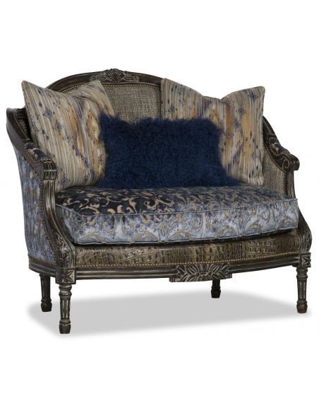 Fancy Cold Blue Patterned Love Seat