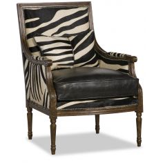 CHAIRS, Leather, Upholstered, Accent Chic Black and White Hair on Hide Chair