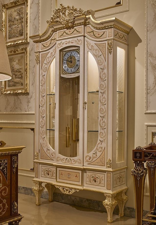Breakfronts & China Cabinets Angelic Grandfather Clock and Showcase Cabinet from our Venetian modern classic collection 7019