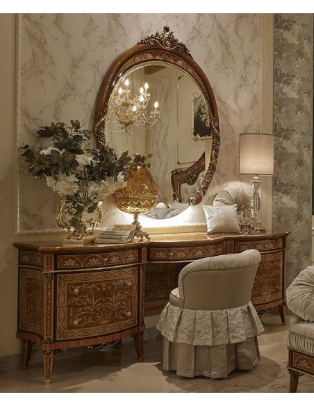Extravagant High End Vanity and Mirror Set from our Venetian modern classic collection 7054